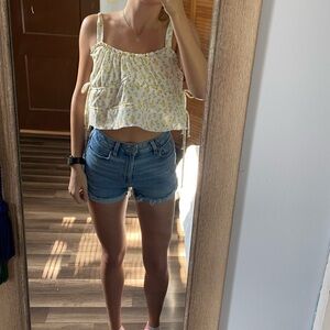 Yellow Floral Women's Tank Top